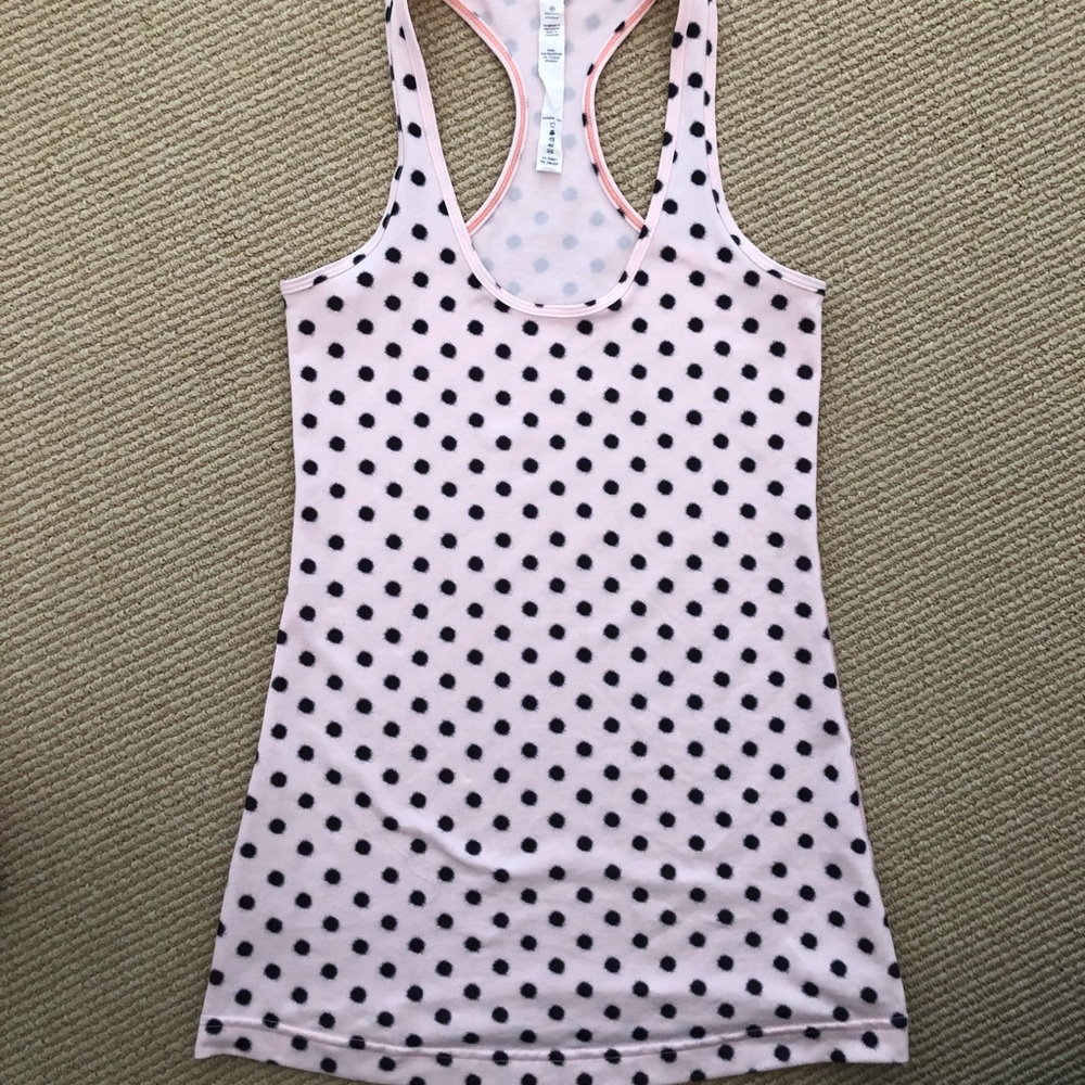 Lululemon tank top pink with polka dots racerback
